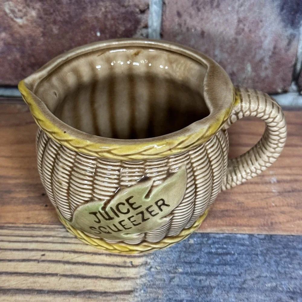 Vintage Juice Squeezer Pitcher Basketweave Tilso Japan Ceramic Retro‎ MCM 1950s